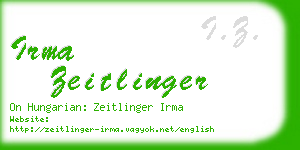 irma zeitlinger business card